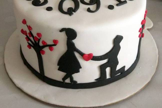 Fondant Engagement Cake