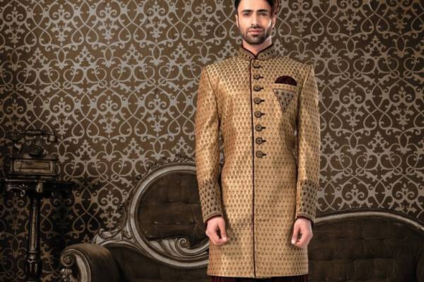 Buy Off White Silk Mens Wedding Sherwani (NMK-5390 ) Online