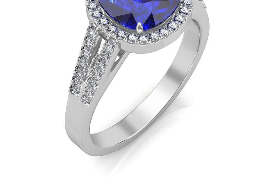 Sapphire Halo Set Ring