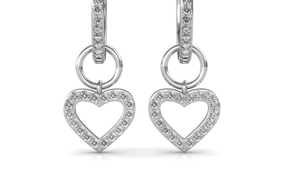 Long Heart Diamond Earrings