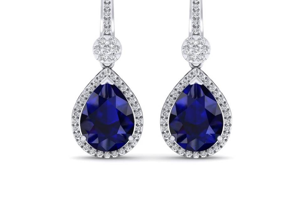 Blue Sapphire-Diamond Earring