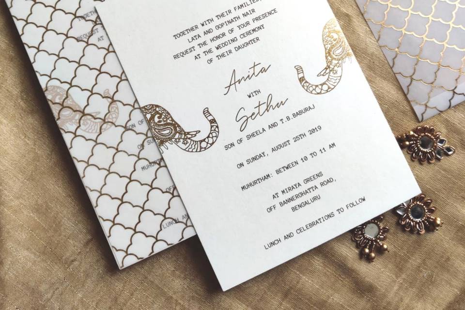 Foil printed wedding card