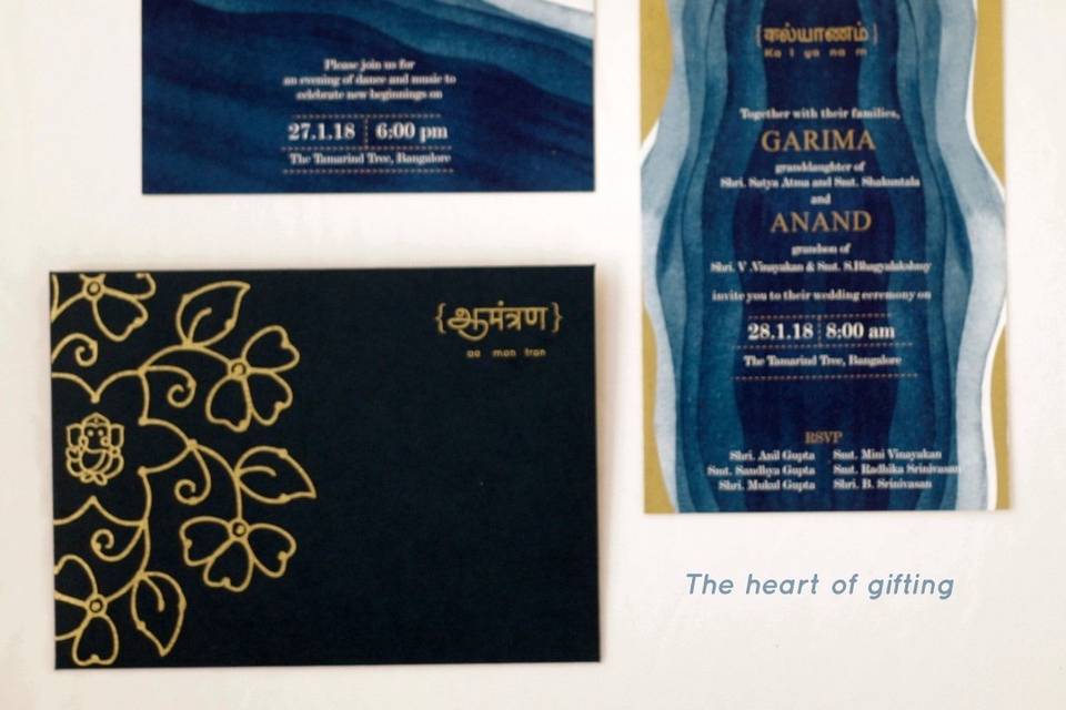 Handprinted wedding invites