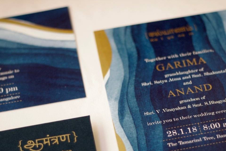 Handprinted wedding invites