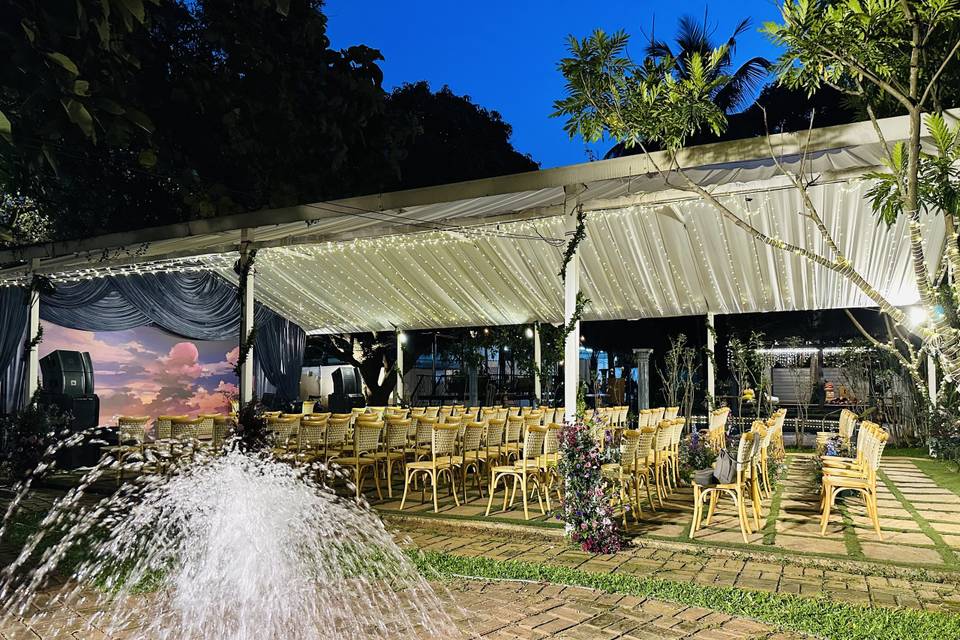 Fountain by the canopy