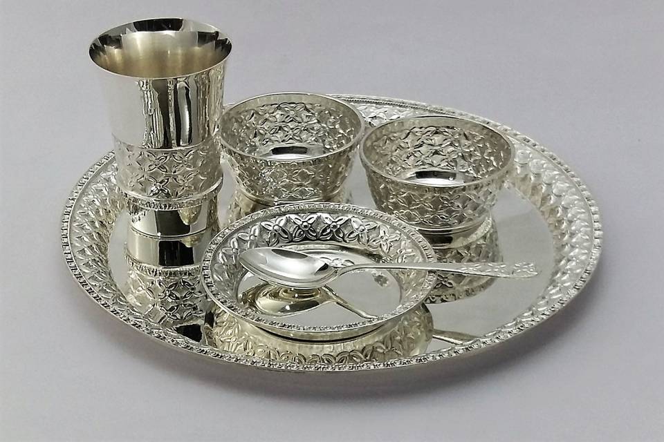 Pure silver thali set