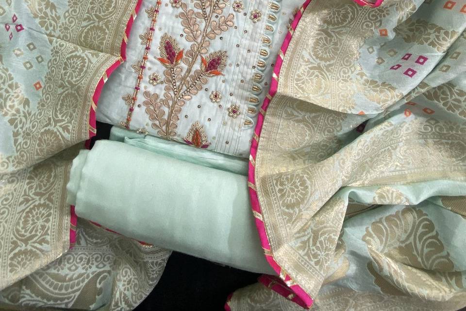 Pure chanderi suit piece