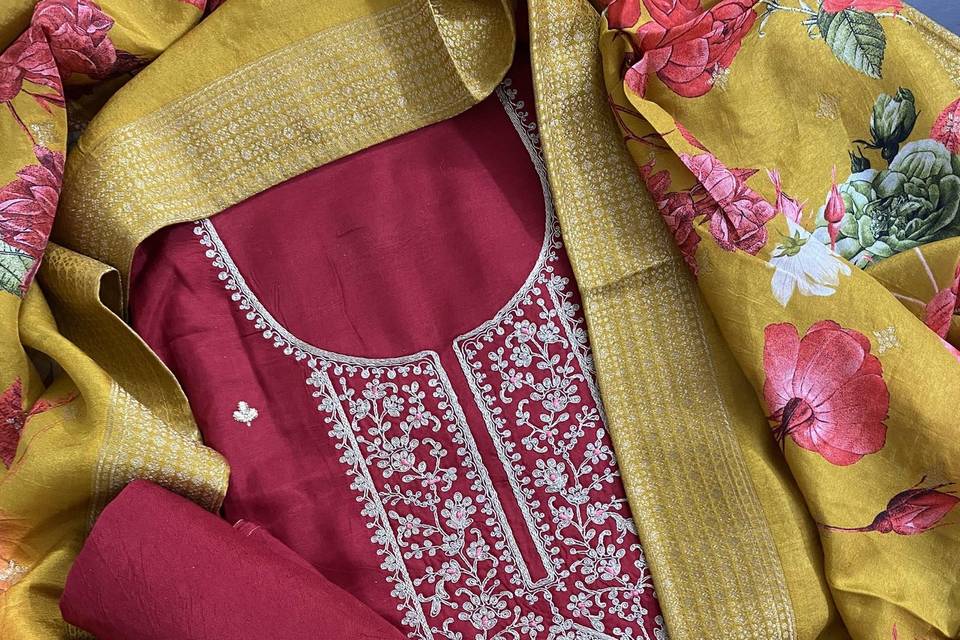 Cotton silk suit piece