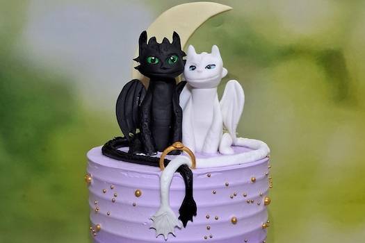 Toothless engagement cake