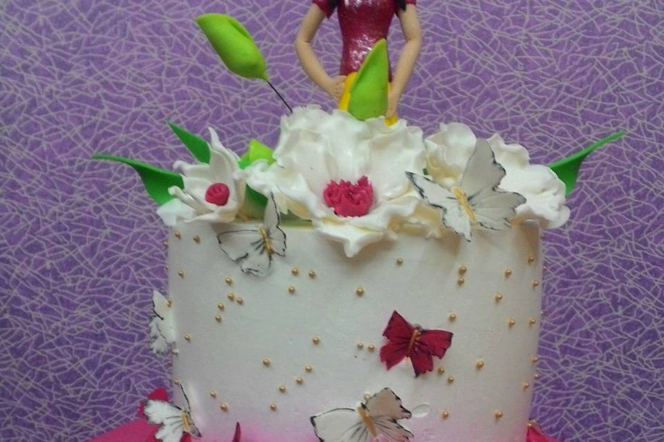Garden with butterfly cake