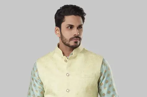 Buy RAYMOND Mens Mao Collar Self Printed Nehru Jacket | Shoppers Stop