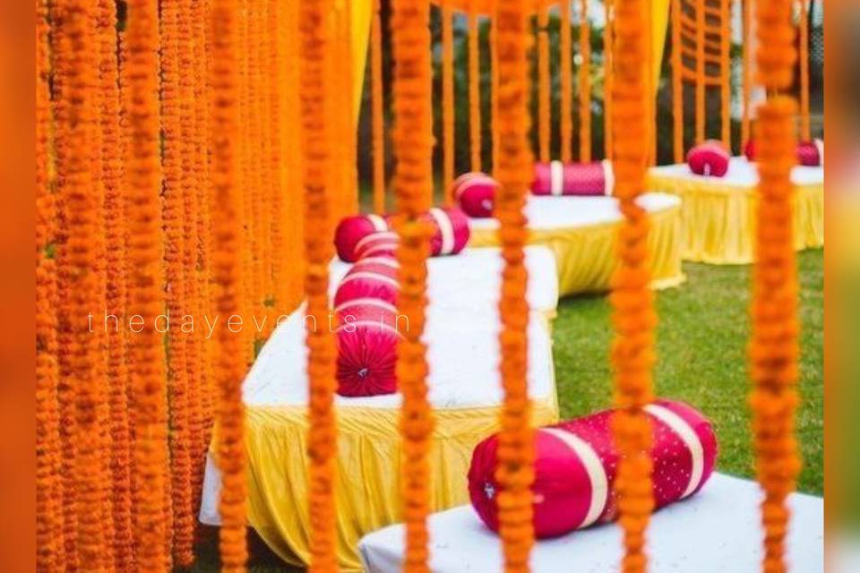 Outdoor seating for Haldi Cere