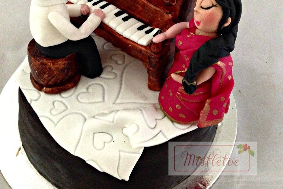 Doll Playing Piano Strawberry Cake
