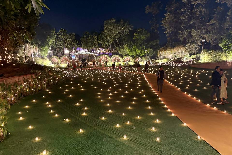Lawn fill with  natural candel