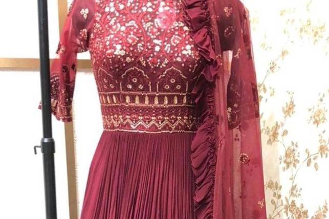 Pleated anarkali