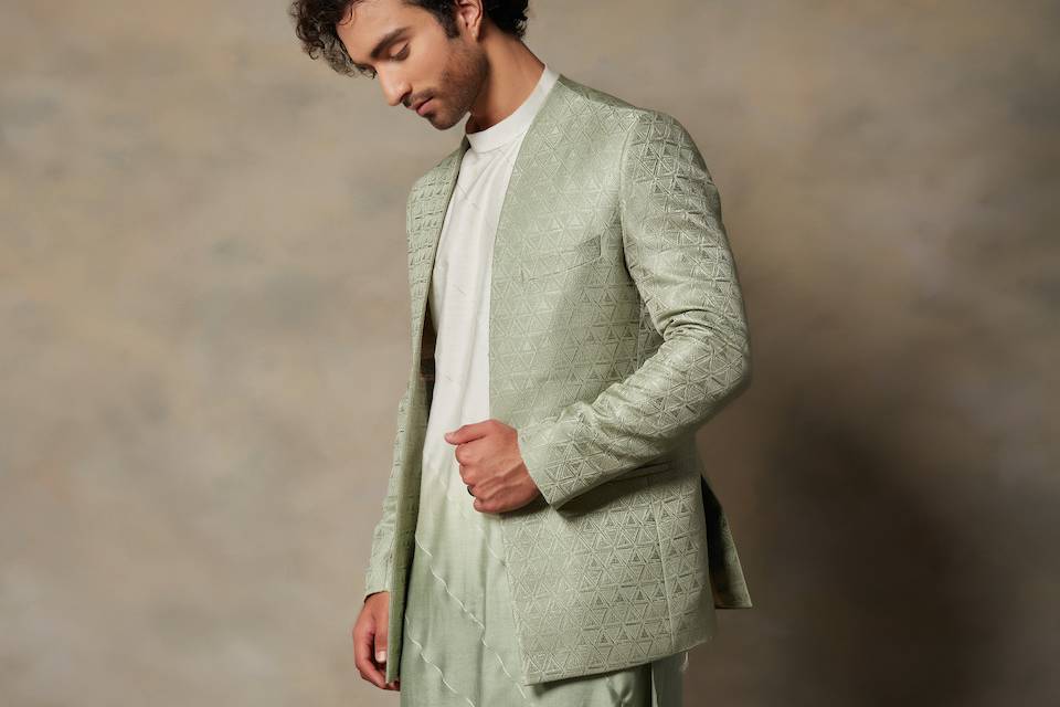 Textured Bandhgala Set