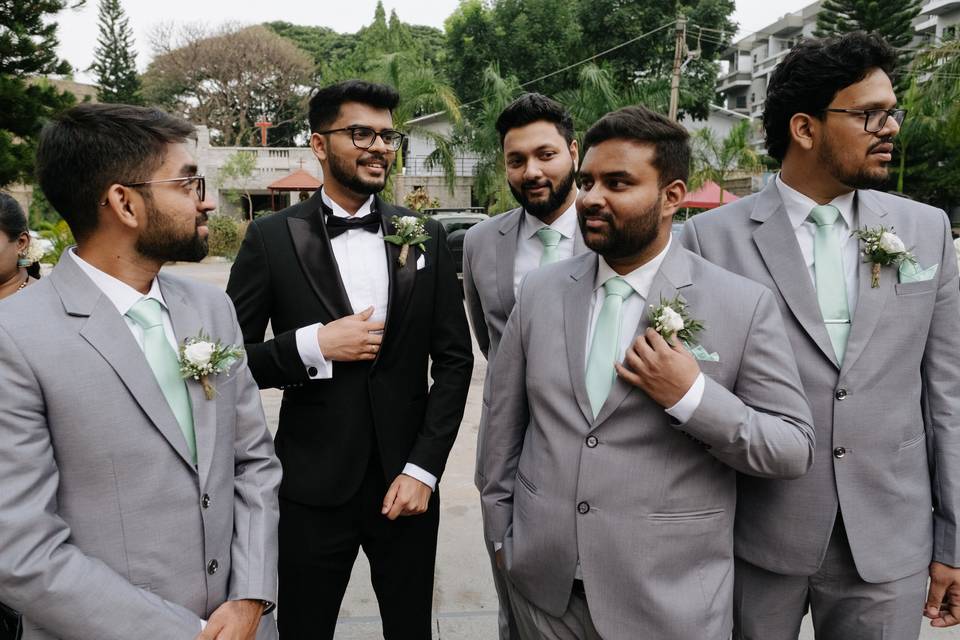 Groom and his friends