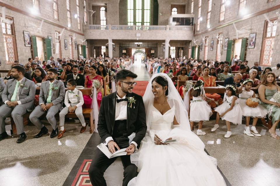 Couple candid moment in Church