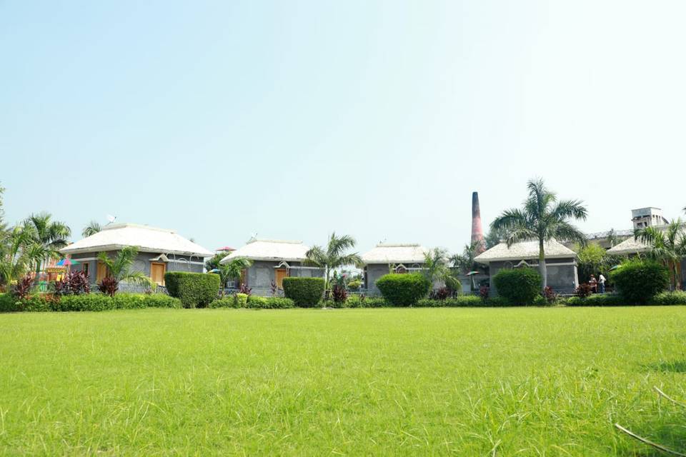 Lawn with cottages