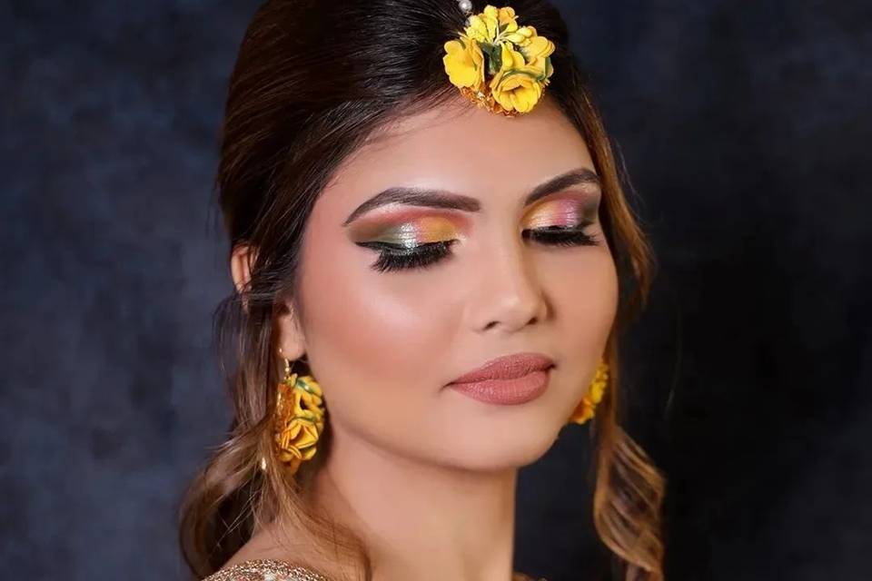 Colorful Haldi Makeup