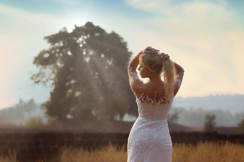 Beadwork lace highlight gown