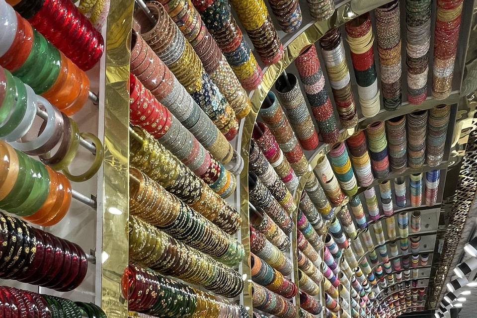 Colorful bangles arranged