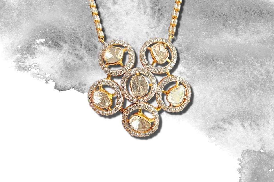 Floral Polki Diamond Pendant