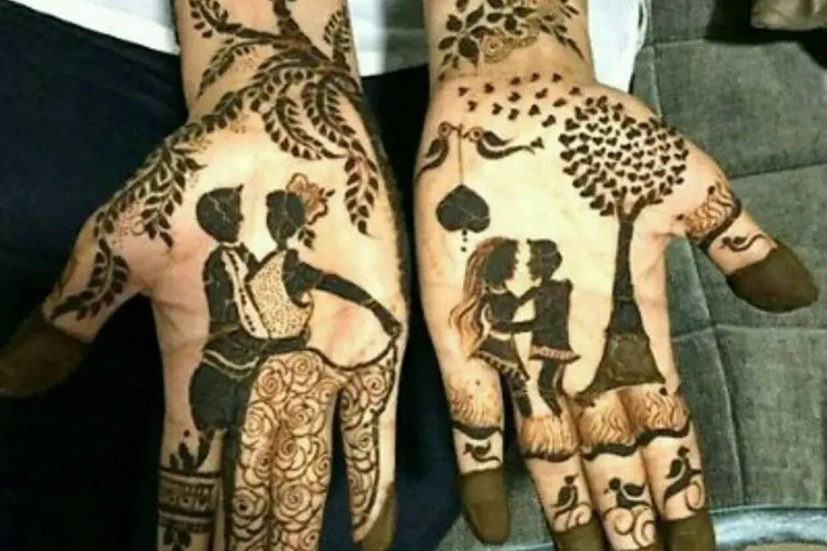 how to draw romantic couple|couple drawing with mehndi step by step|easy  way to draw couple |महेँदी - YouTube