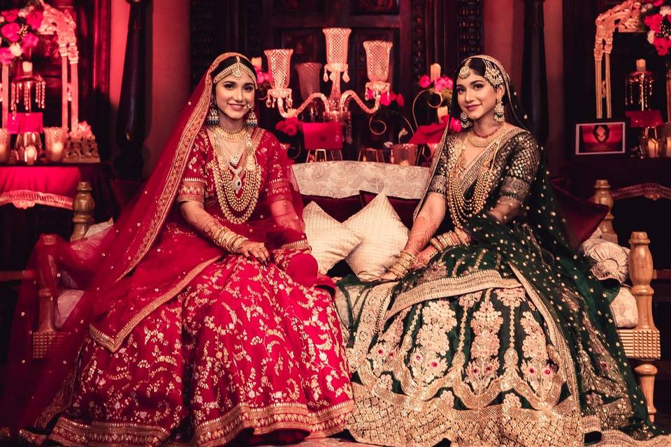 Twin bride wedding