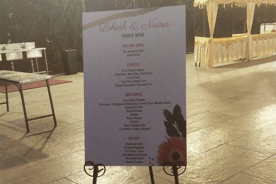 Menu card