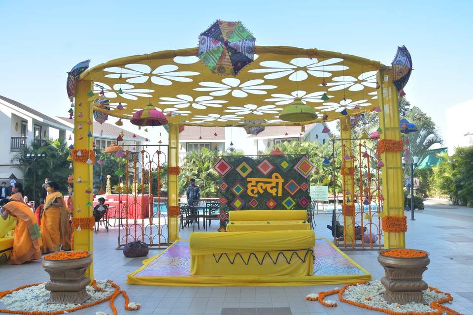 Haldi setup Stage decor