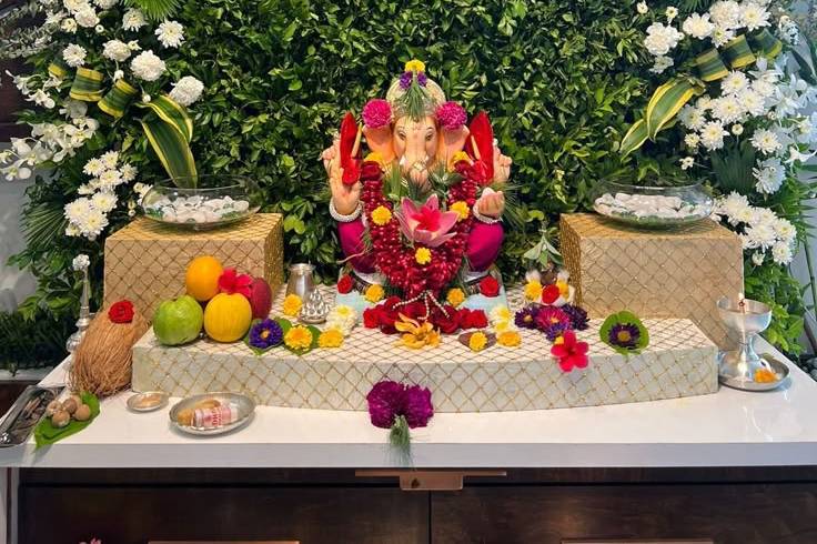 Green ganpati decoration