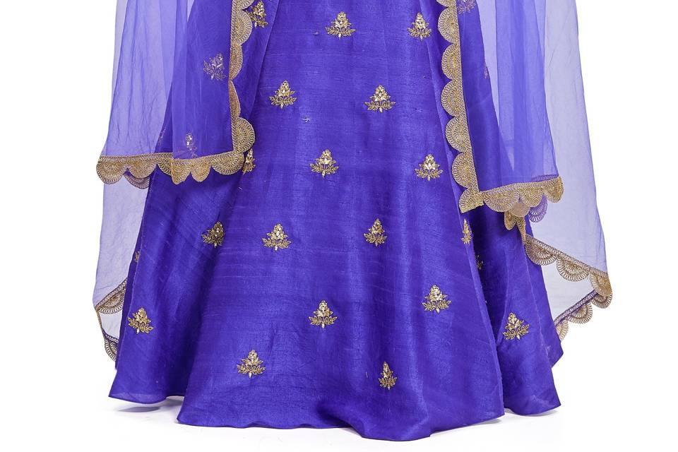 Royal blue silk anarkali