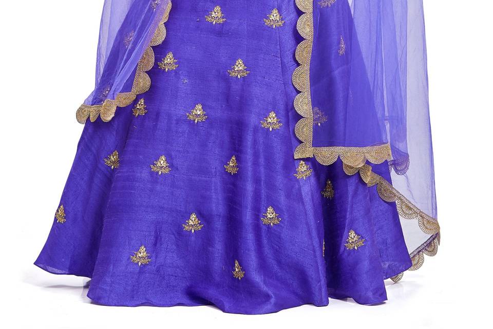 Royal blue silk anarkali