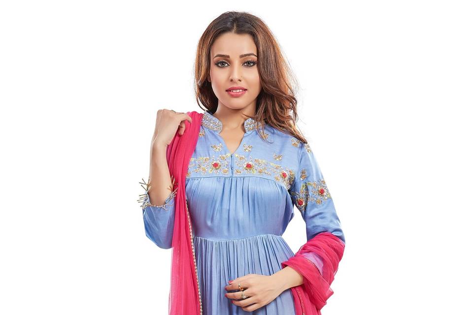 Powder blue anarkali