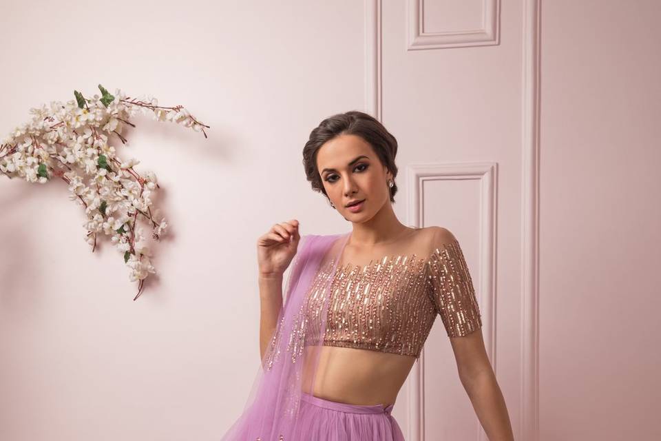 Lilac illusion lehenga set