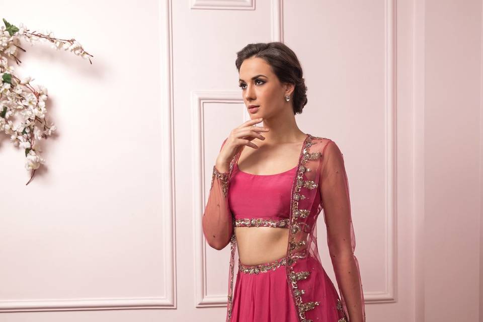 Pink Jacket style lehenga set