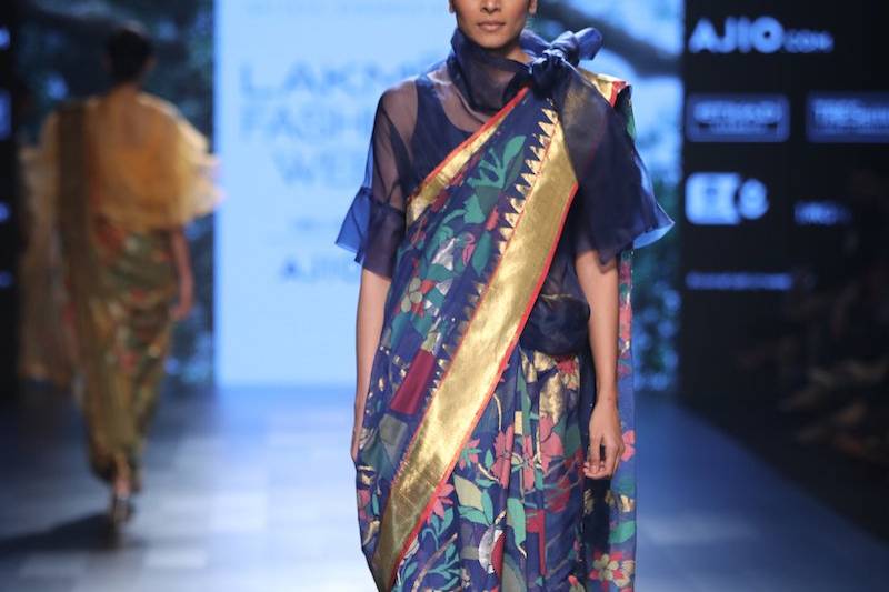 Lfw violet khadi sari