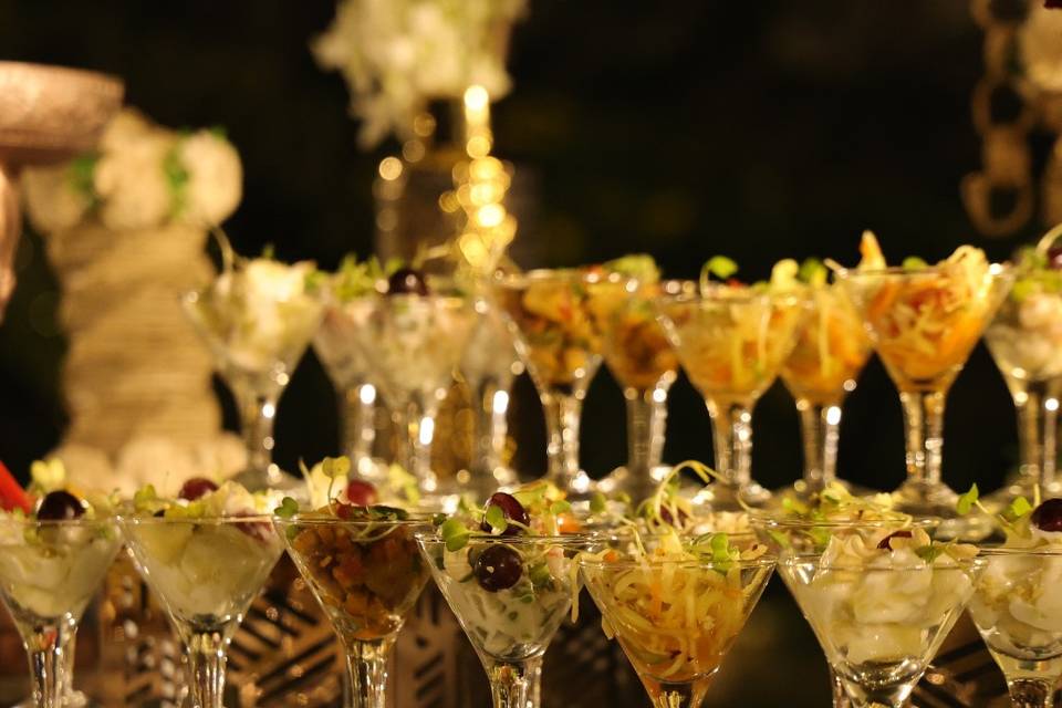 Gourmet exotic salad shots