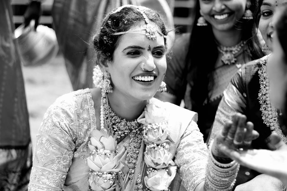 Bride’s laughter shines bright