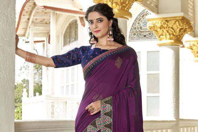 Pretty Purple Georgette Saree