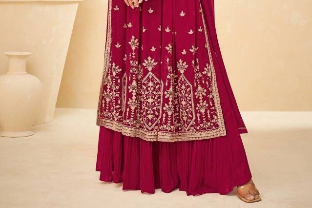 Dark Red Palazzo Suit