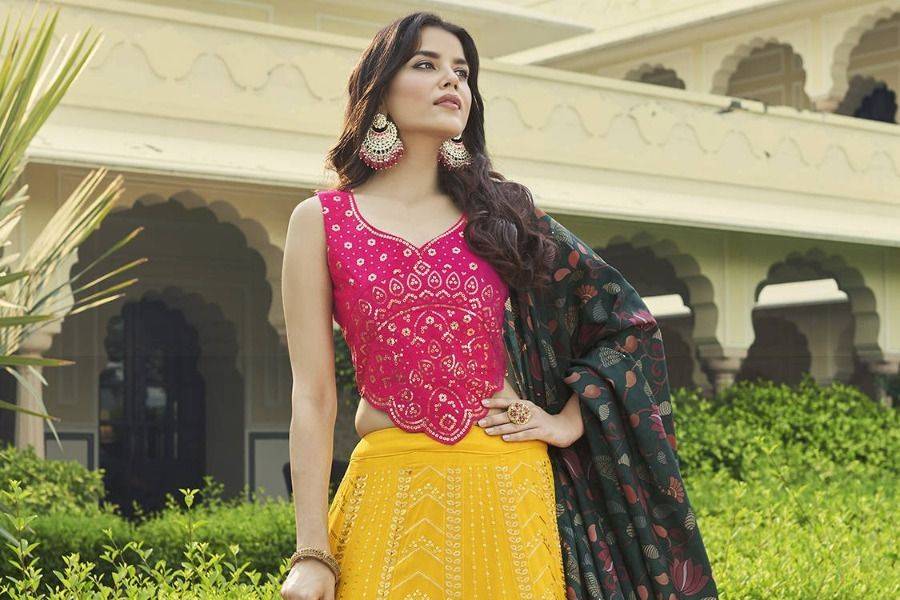 Lehenga with Printed Dupatta