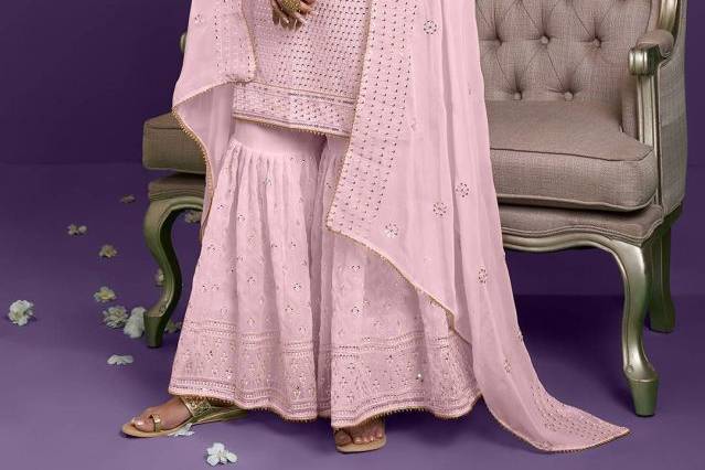 Pink Georgette Sharara Suit