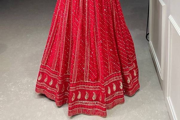 Red crop top lehenga