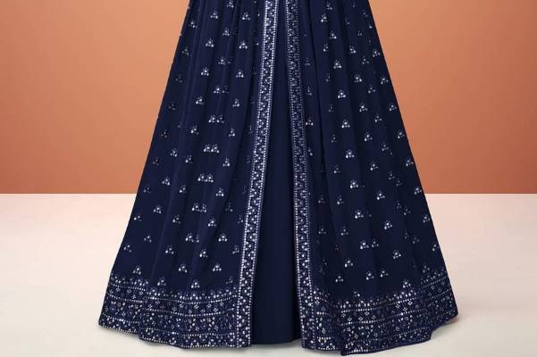 Navy Blue Georgette Gown