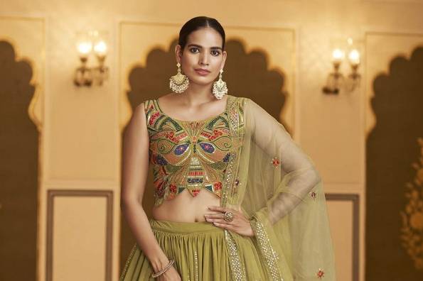 Fluorescent Green Lehenga