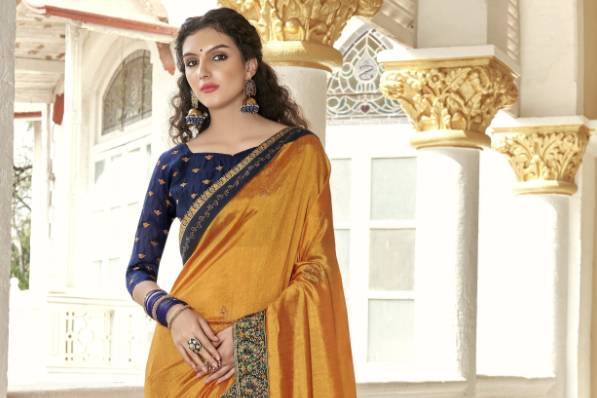 Golden Yellow Georgette Saree