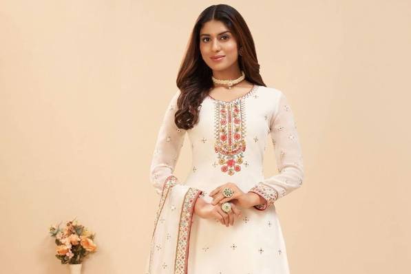 White Georgette Sharara Suit