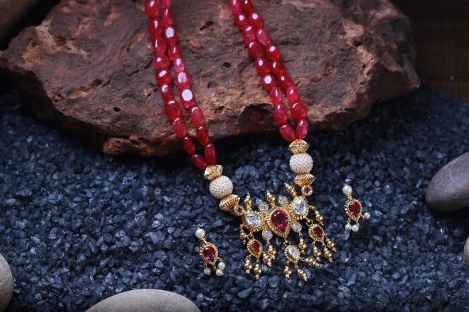 Red Beads Style Necklace Set